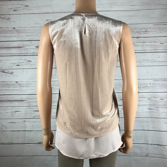 CALVIN KLEIN Blush Pink Velvet Layered Look Sleeveless Top NWT XS - Picture 4 of 7